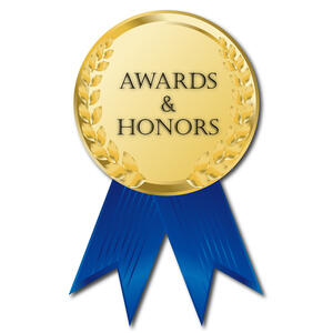 Medal that says Awards & Honors