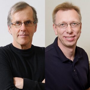 Side-by-side head shots of Ralph Nuzzo and Wilfred van der Donk. 