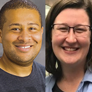 Side by side head shots of Robert Boyd and Amanda East