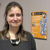 Head shot of Beyza Bulutoglu next to the event poster.
